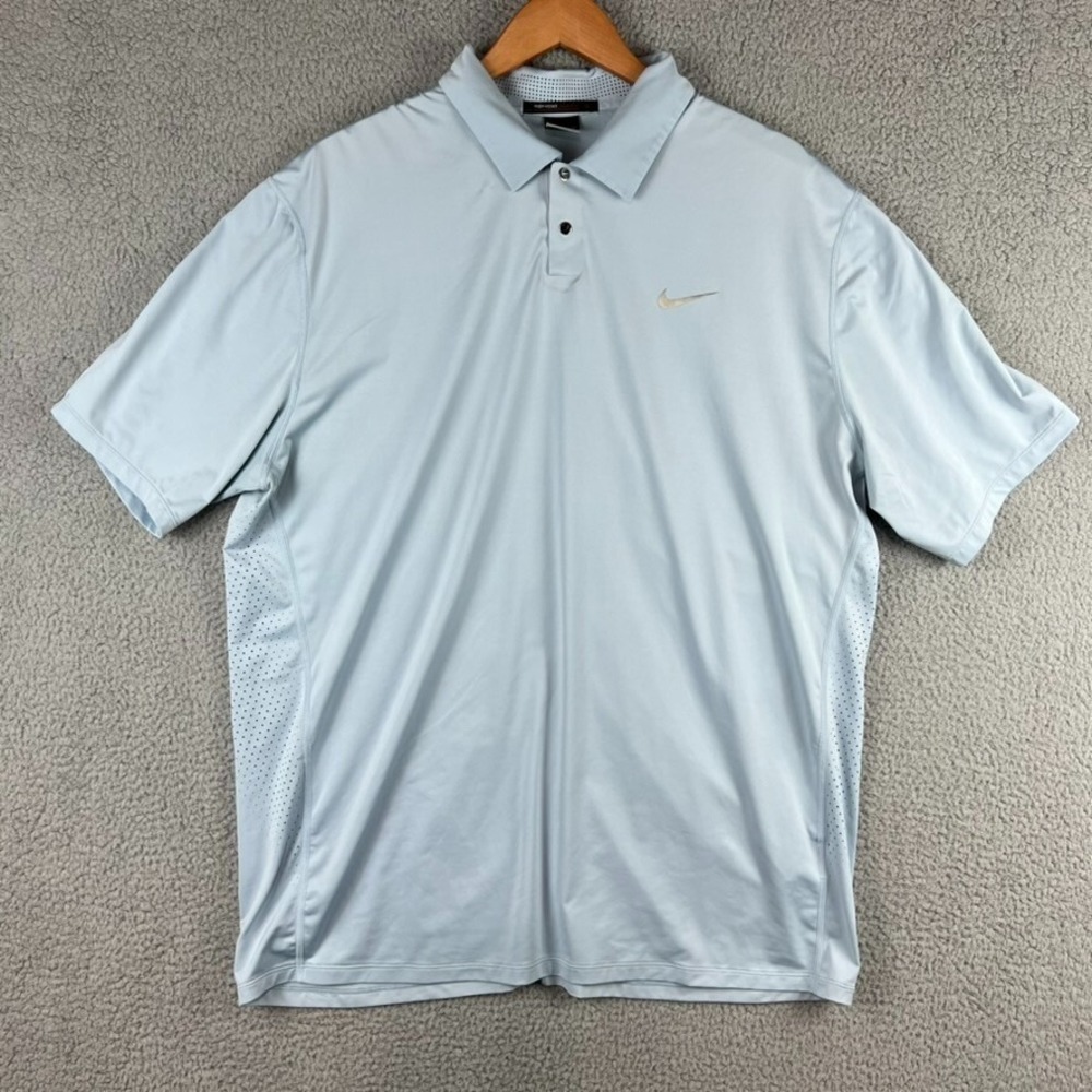 Nike Tiger‎ Woods TW Golf Polo Shirt Mens XL Light Blue 509160-404 Performance